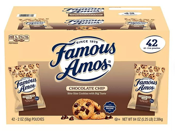 FAMOUS AMOS Double Chocolate Chip Cookies - 2oz(56g)Bags/42pk