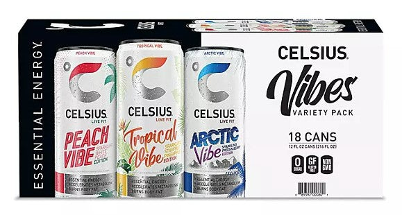 Celsius Essential Energy Sparkling Vibe Variety Pack - 12oz/18pk