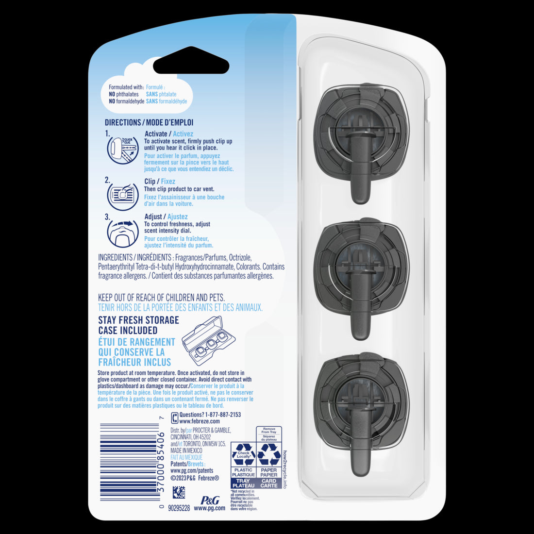 Febreze Car Odor-Fighting Car Freshener Vent Clip Gain Original Scent Car Vent Clip - (3x.06)oz/8pk