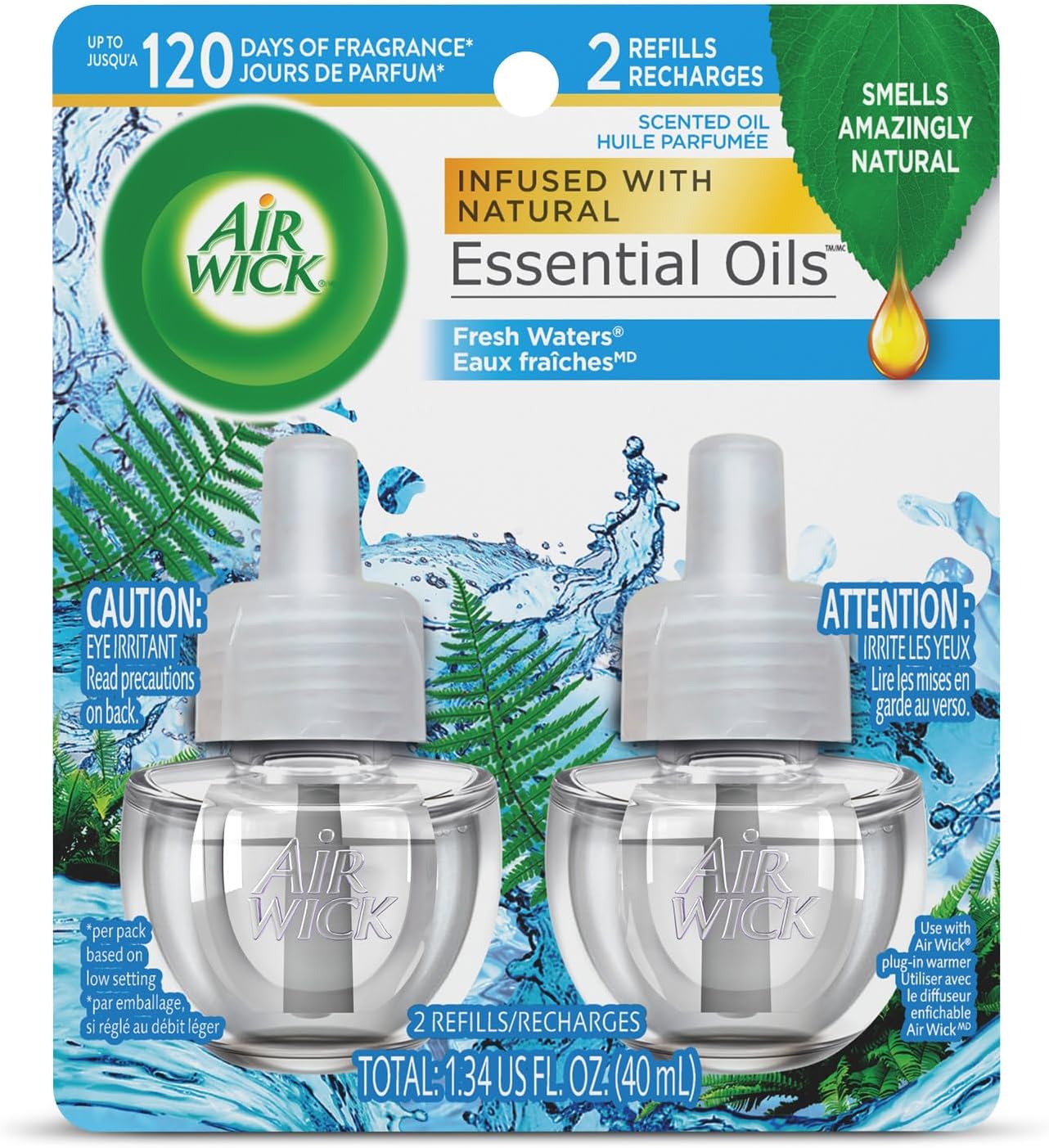 AIR WICK Scented Oil - Twin Refill Fresh Waters - (2x.67)oz/6pk