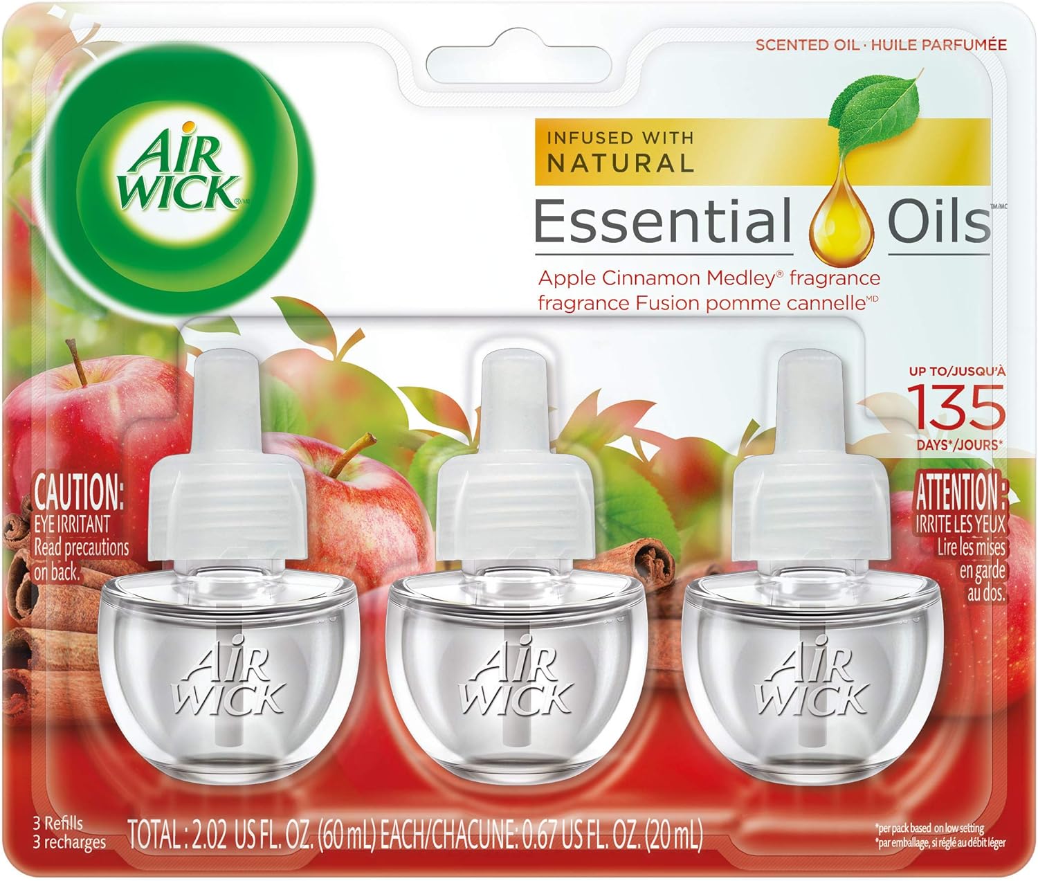 AIR WICK Scented Oil - Triple Refill Apple Cinnamon Medley - (3x.67)oz/6pk