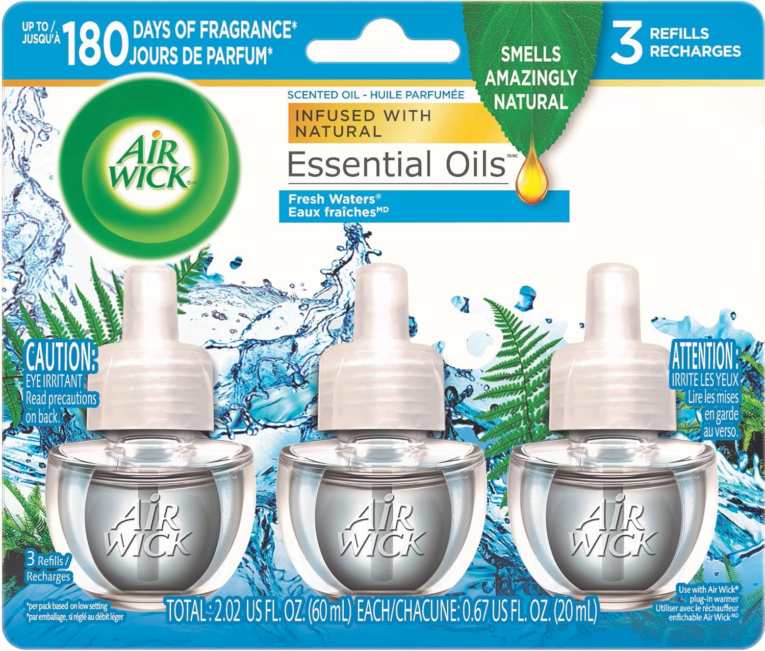 AIR WICK Scented Oil - Triple Refill Fresh Waters - (3x.67)oz/6pk