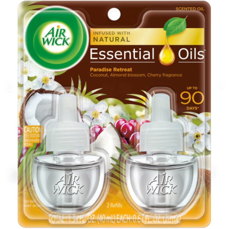 AIR WICK Scented Oil - Twin Refill Life Scents Paradise Retreat (Coconut/Almond Blossom/Cherry) - (2x.67)oz/6pk