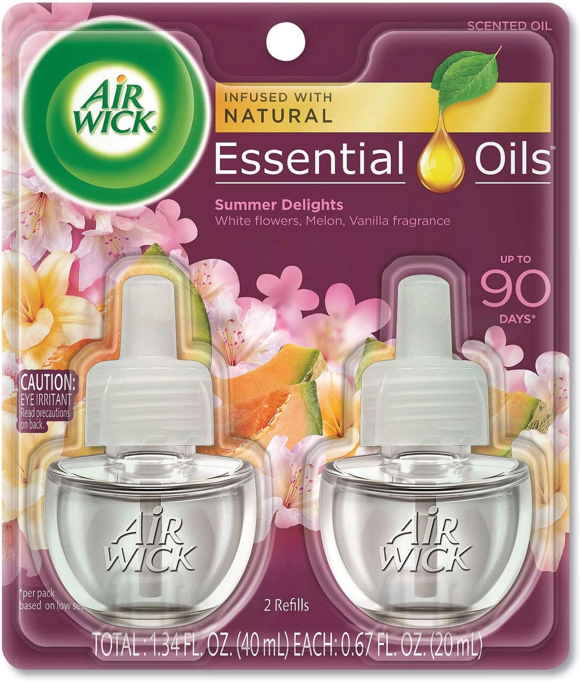 AIR WICK Scented Oil - Twin Refill Life Scents Summer Delights (White Flowers/Melon/Vanilla) - (2x.67)oz/6pk