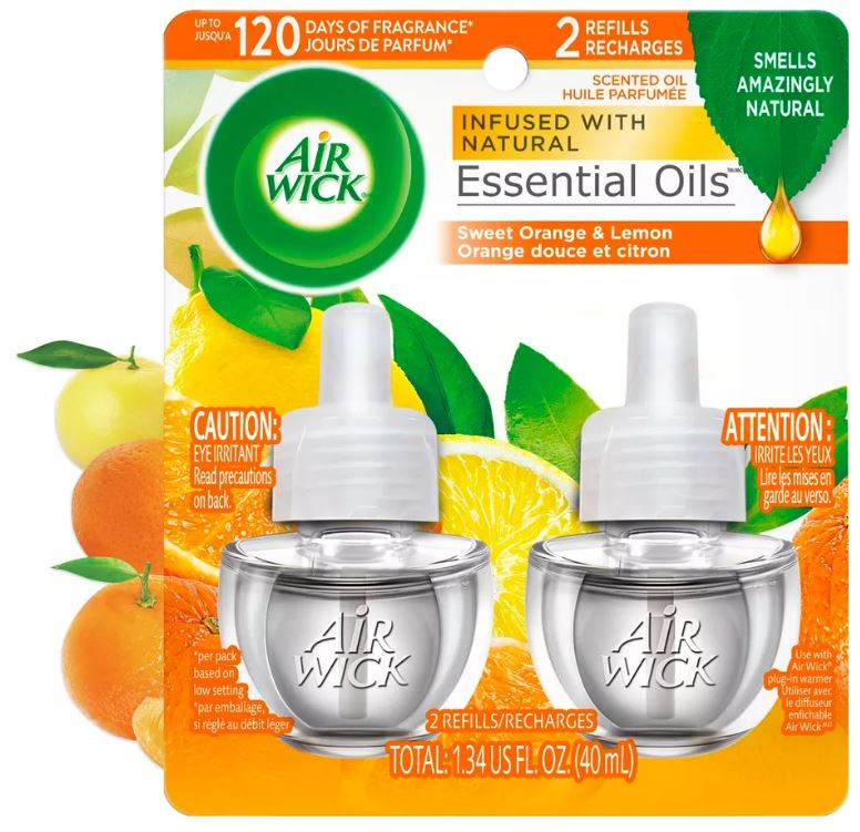 AIR WICK Scented Oil - Twin Refill Sweet Orange & Lemon - (2x.67)oz/6pk