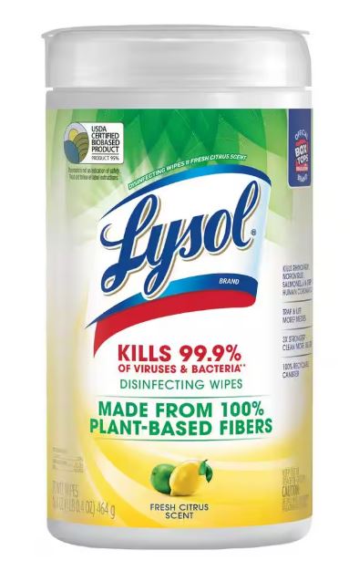 LYSOL Biodegradable Disinfectant Wipes - Fresh Citrus - 70ct/6pk