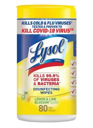 LYSOL Disinfecting Wipes - (2 Lemon + 1  Brand New Day) - (3x80)ct/2pk