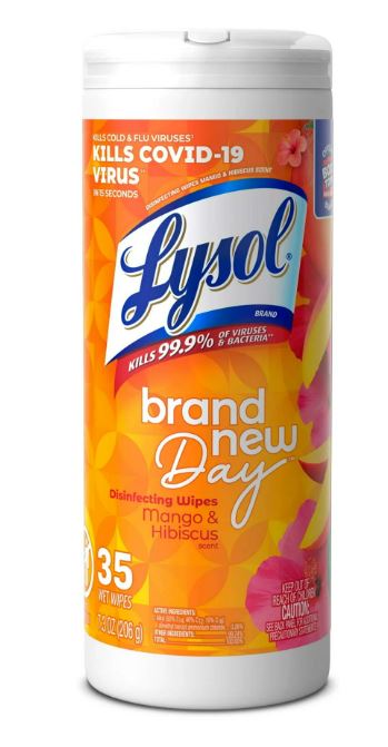 Lysol Disinfecting Wipes - Brand New Day Mango  Hibiscus - 35ct/12pk
