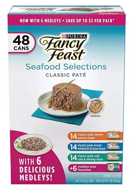Fancy Feast Seafood Collections Classic Pate Cat Food Variety Pack - 3oz/48pk