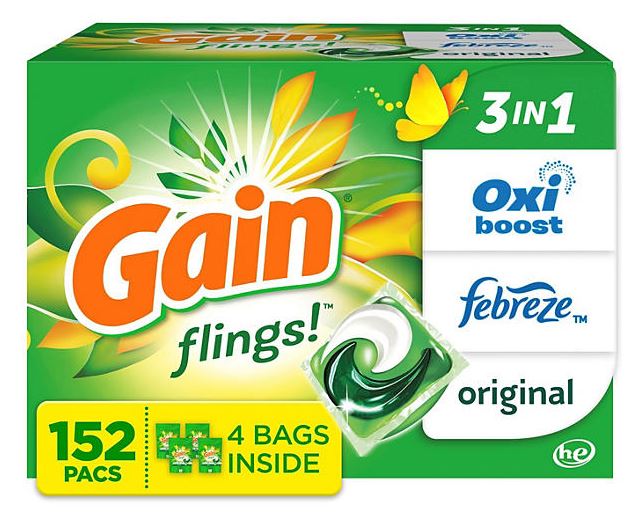 Gain Flings 3 in 1 Laundry Detergent Pacs Original Scent - 152 ct/1pk