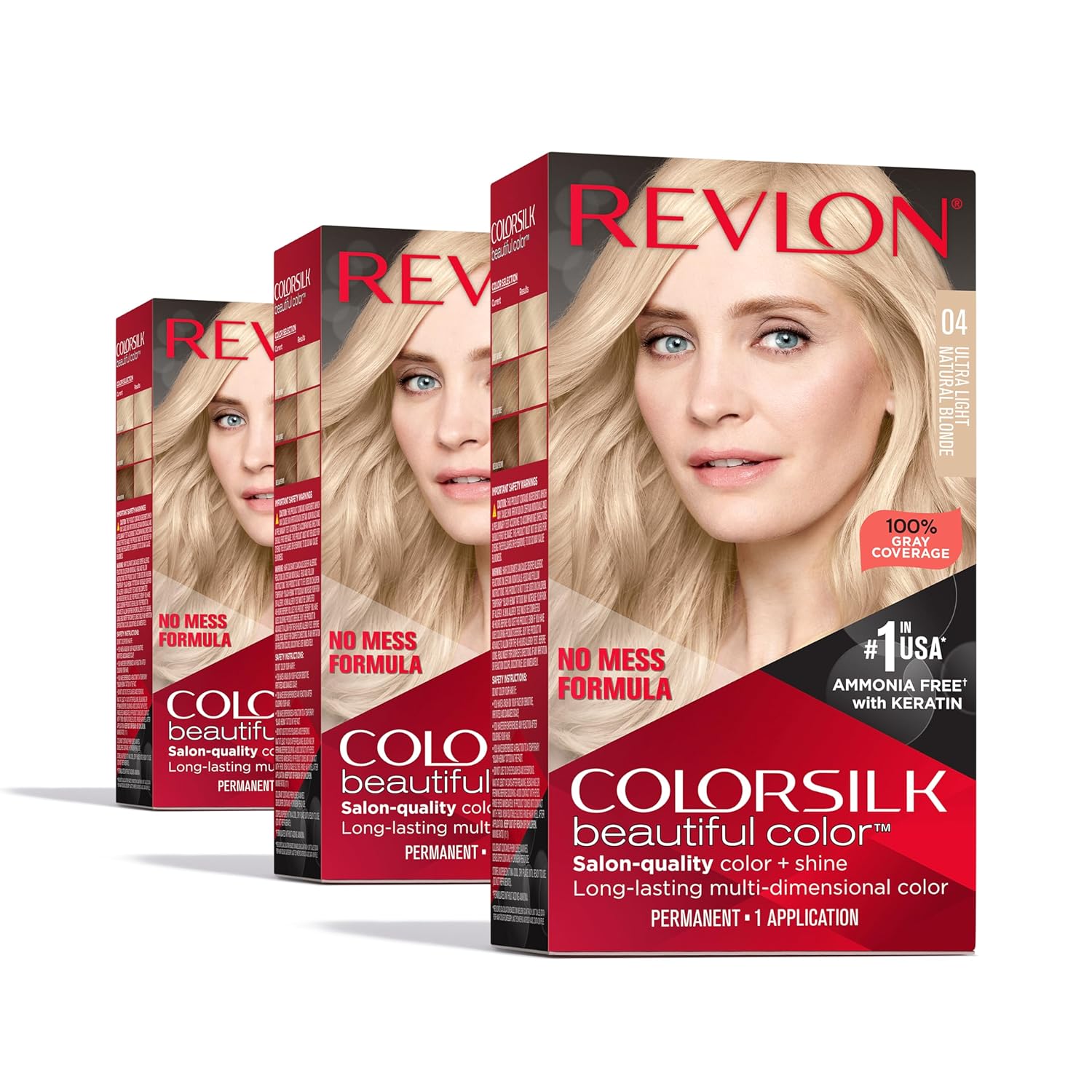 Revlon Colorsilk Hair Color #04 Ultra Light Natural Blonde - 1ct/3pk