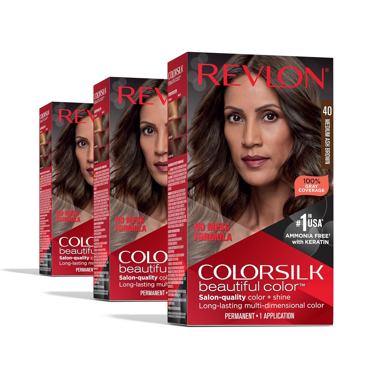 Revlon Colorsilk Hair Color #40 Medium Ash Brown - 1ct/3pk
