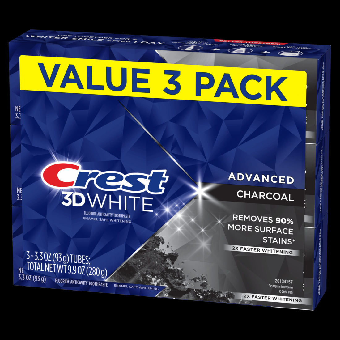 Crest 3D White Advanced Charcoal Teeth Whitening Toothpaste - (3x3.3)oz/4pk