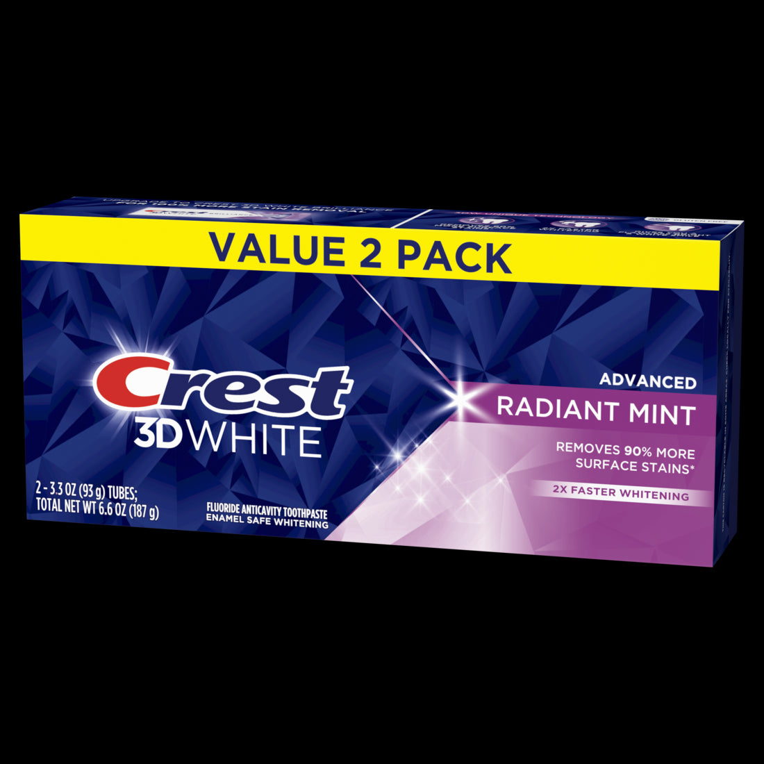 Crest 3D White Advanced Teeth Whitening Toothpaste - Radiant Mint - (2x3.3)oz/6pk