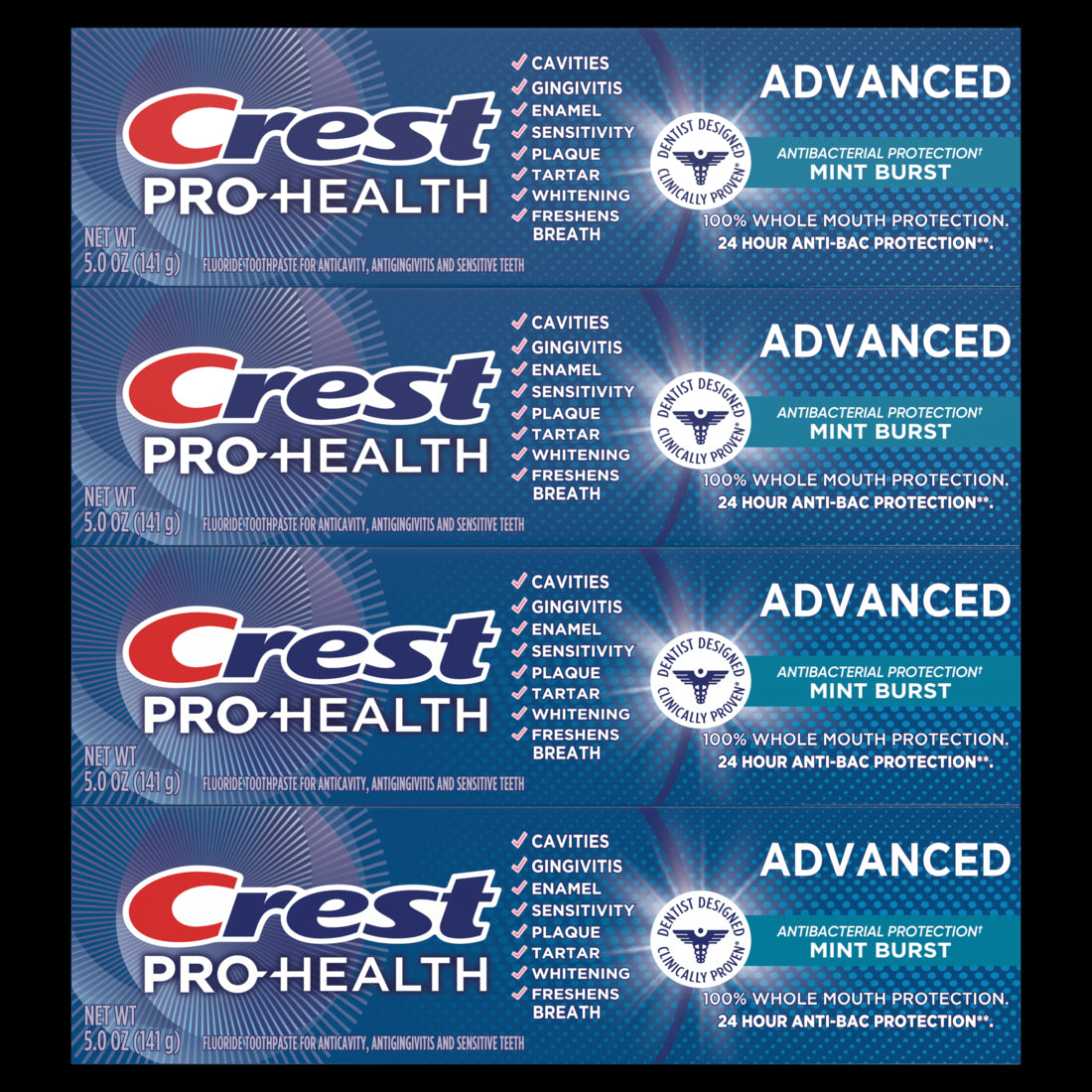 Crest Pro-Health Advanced Antibacterial Protection Toothpaste Mint Burst - (4x5.0)oz/6pk