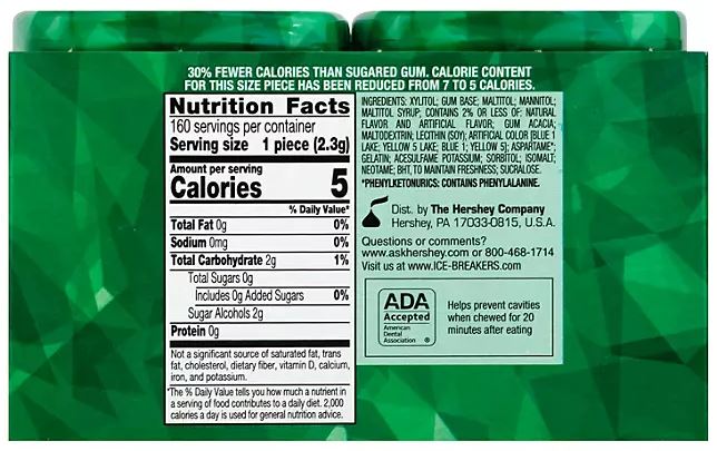 Ice Breakers Ice Cubes Sugar Free Gum Spearmint - 40ct/4pk
