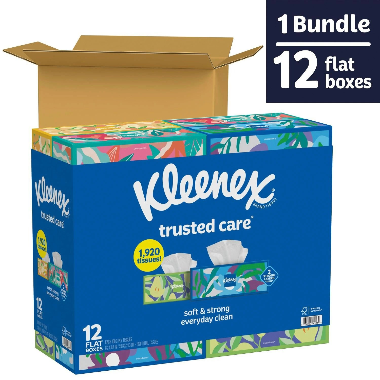 Kleenex Trusted Care 2-ply Facial Tissues - 160ct/12pk