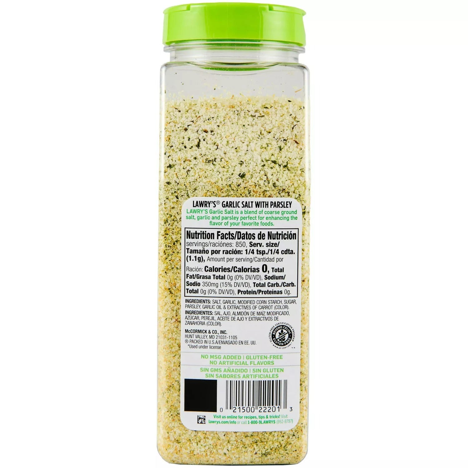 Lawry's Coarse Ground Garlic Salt with Parsley-33oz/1pk