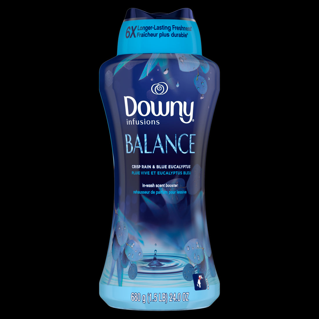 Downy Infusions Balance In Wash Laundry Scent Booster Beads Crisp Rain & Blue Eucalyptus - 24oz/4pk