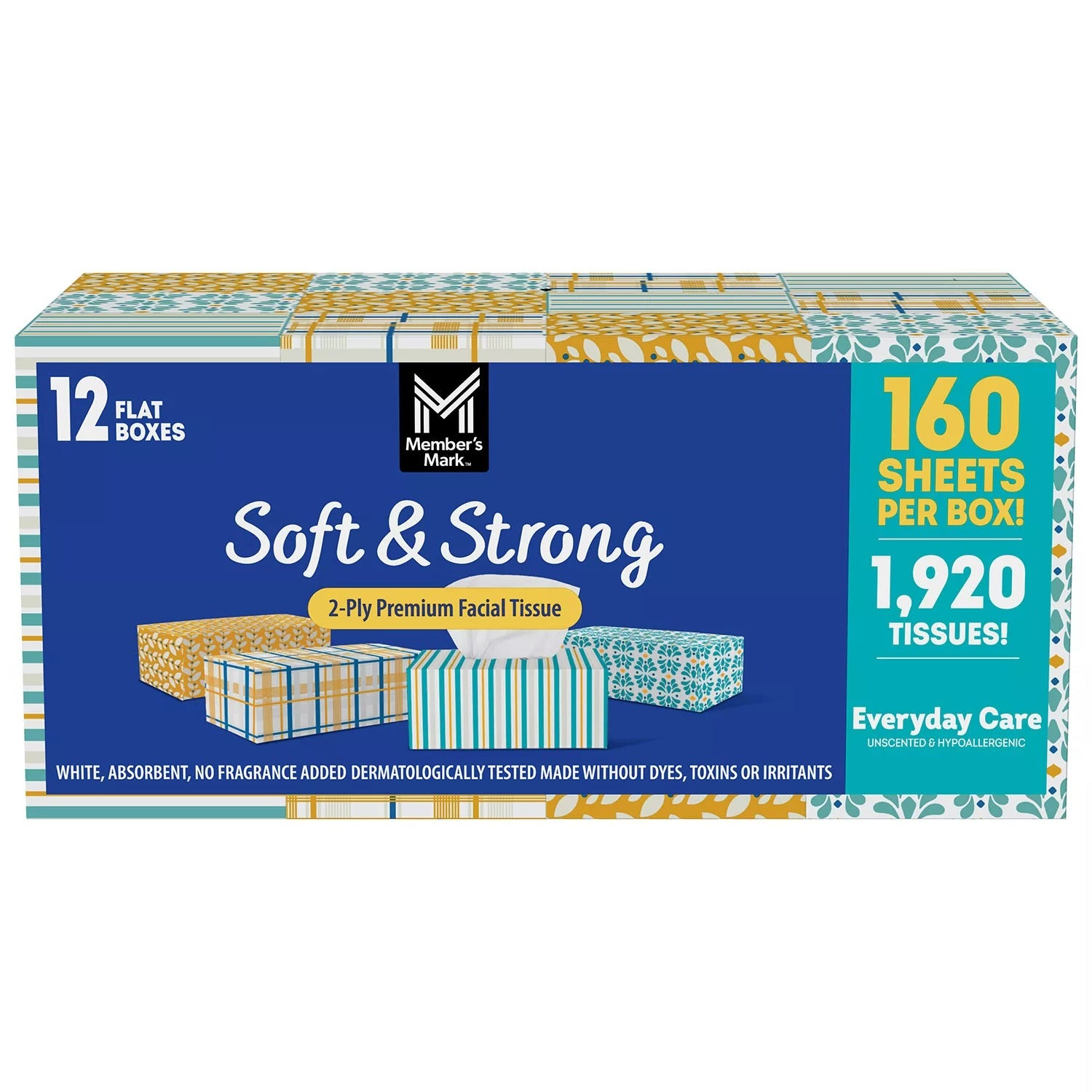 Member`s Mark Soft and Strong Facial 2-Ply Tissues - 160ct/12pk