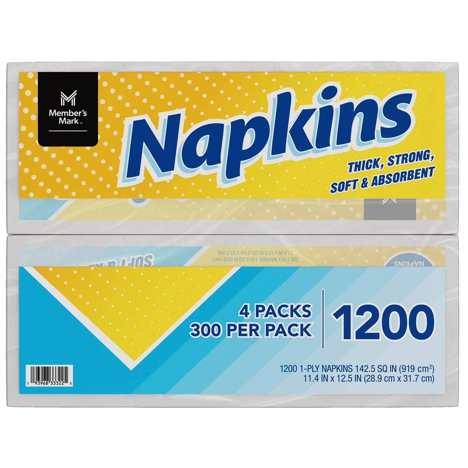 Member's Mark 1-Ply Everyday White Napkins 11.4" x 12.5" - 300ct/4pk