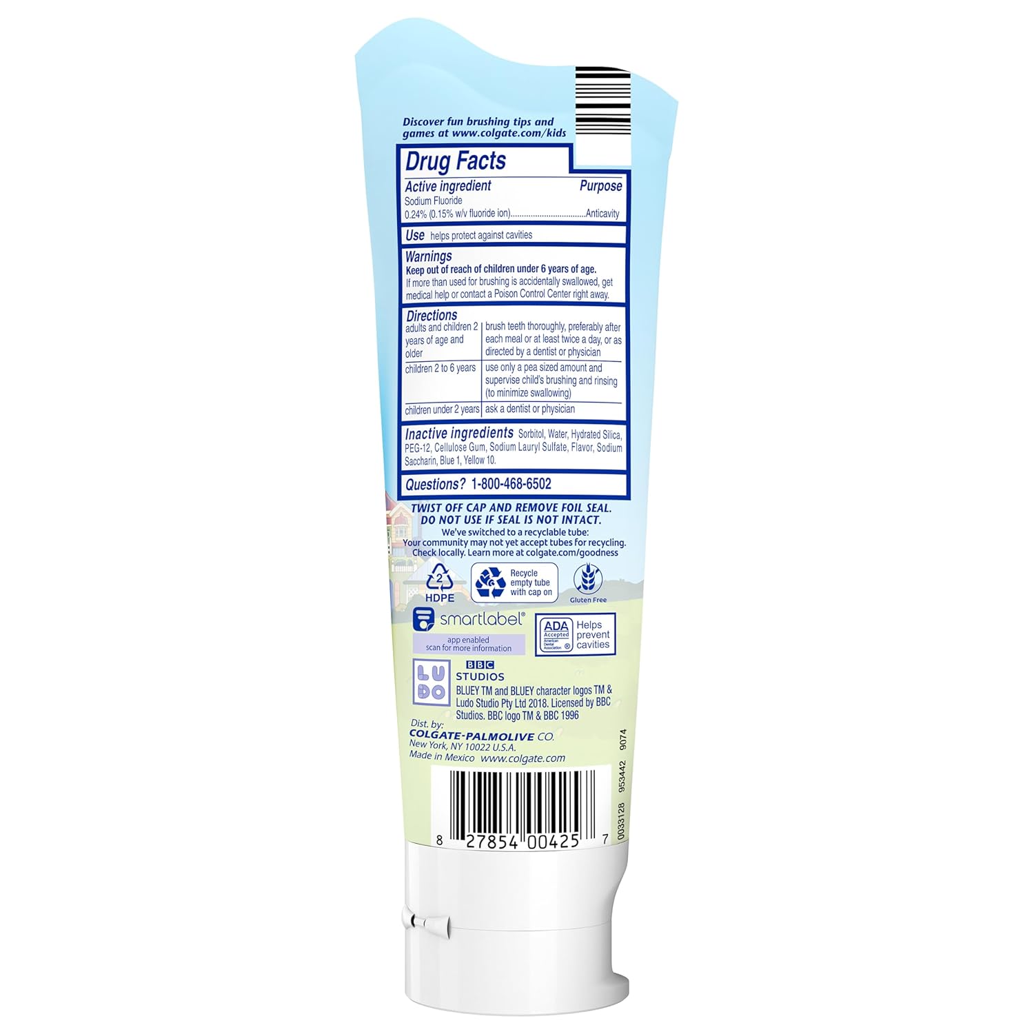 Colgate Kids Toothpaste with Anticavity Fluoride Bluey- 4.6oz/12pk