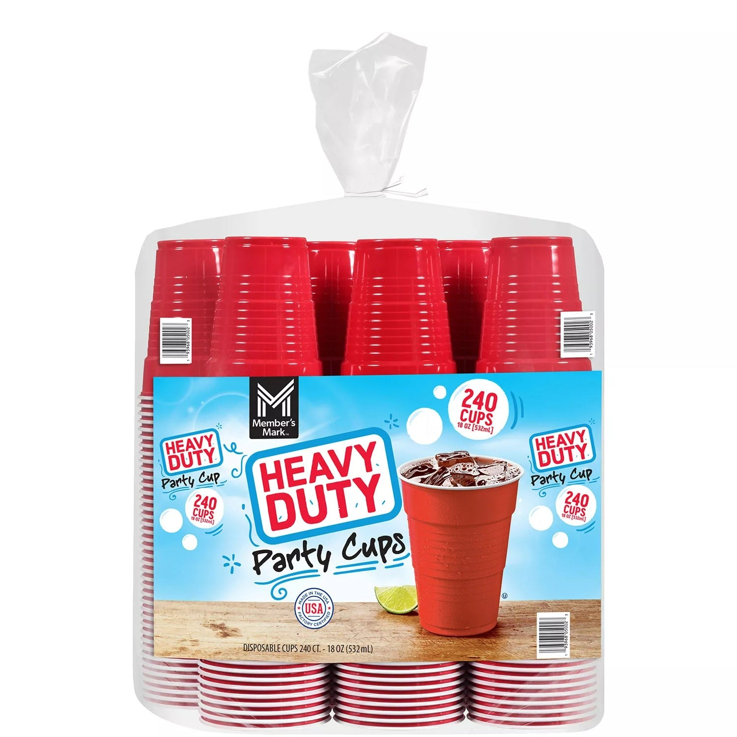 Members Mark Heavy Duty Party Red Cups 18oz - 240ct/1pk