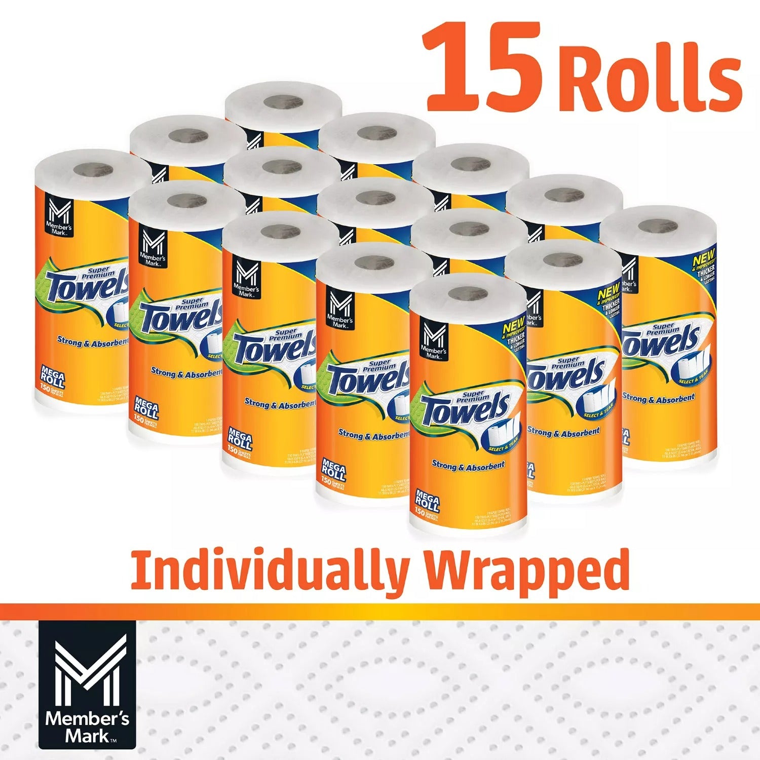 Members Mark Select & Tear 2-Ply Paper Towel - (15x150)ct/1pk