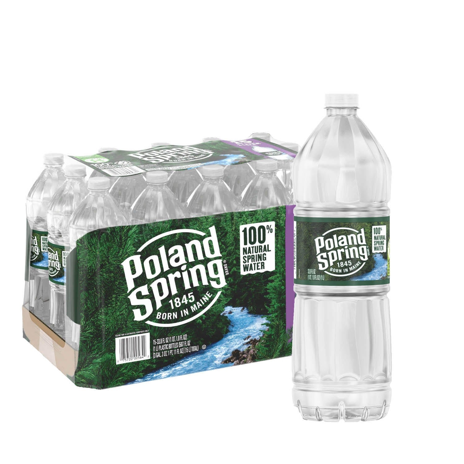 Poland Spring Water 1L- 33.8oz/15pk..CT,NY,ME 5c REFUND