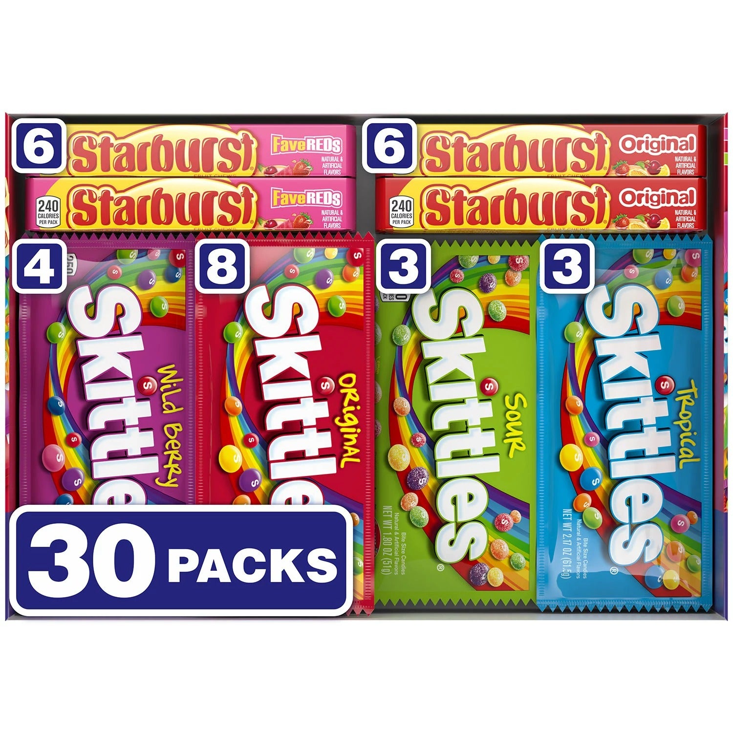 Starburst and Skittles Chewy Candy Variety Box - 62.79oz/30pk