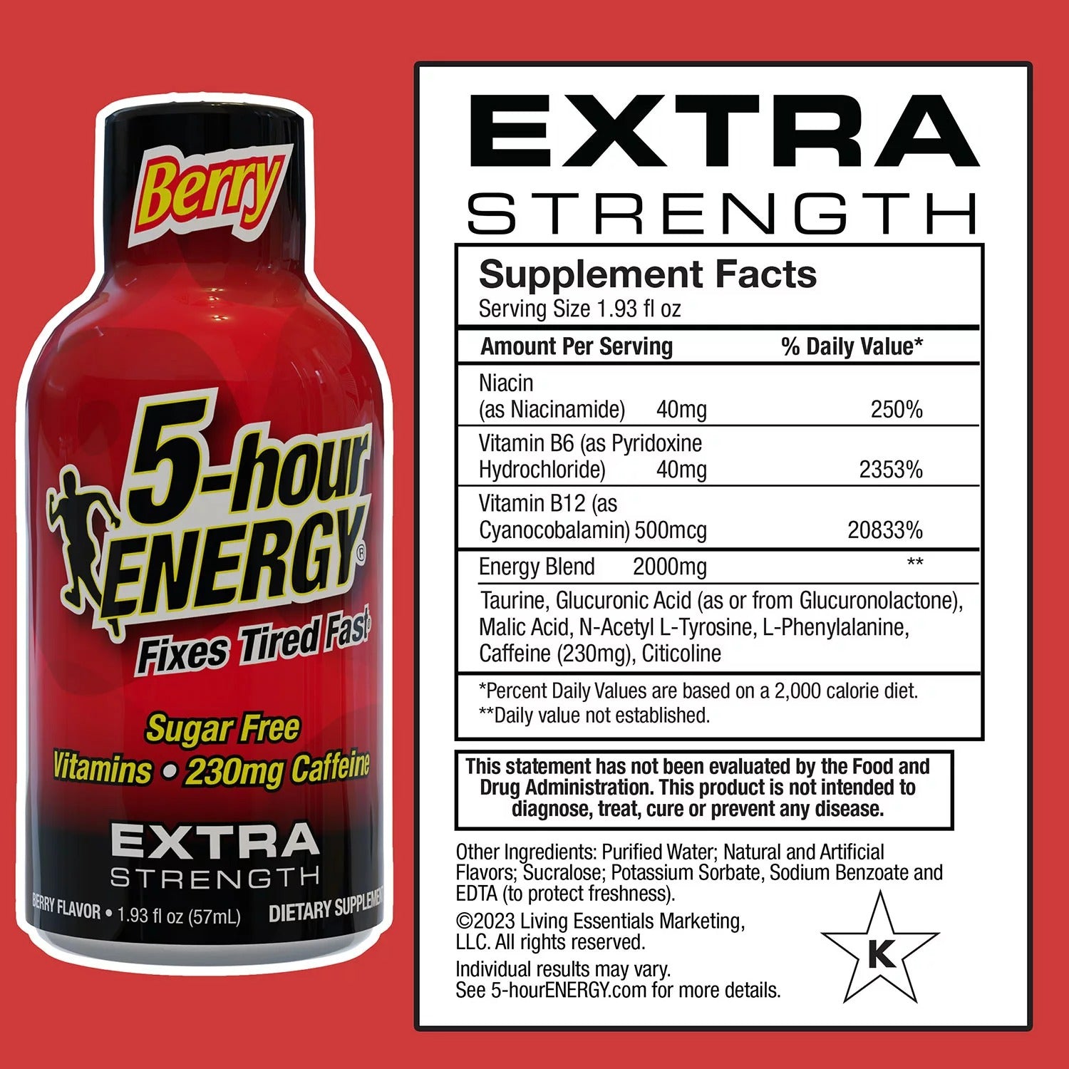 5-Hour Energy Extra Strength@Shots BERRY - 1.93oz/24pk