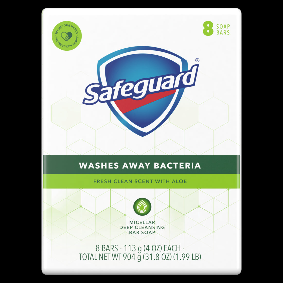 Safeguard Bar Soap Fresh Clean Scent with Aloe - (8x4.0)oz/4pk