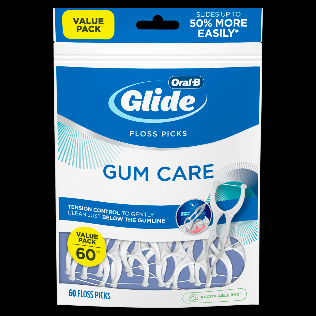 Oral-B Glide Gum Care Dental Floss Picks Good for Back Teeth - 60ct/24pk