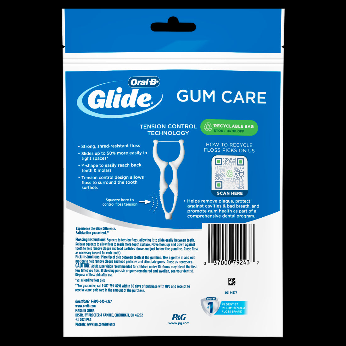 Oral-B Glide Gum Care Dental Floss Picks Good for Back Teeth - 60ct/24pk