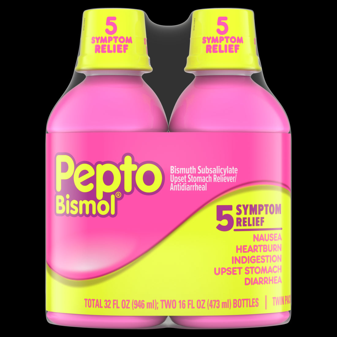 Pepto Bismol Liquid for Nausea: Heartburn Indigestion Upset Stomach and Diarrhea - Fast Relief for 5 Symptoms Original Flavor - (2x16)oz/3pk