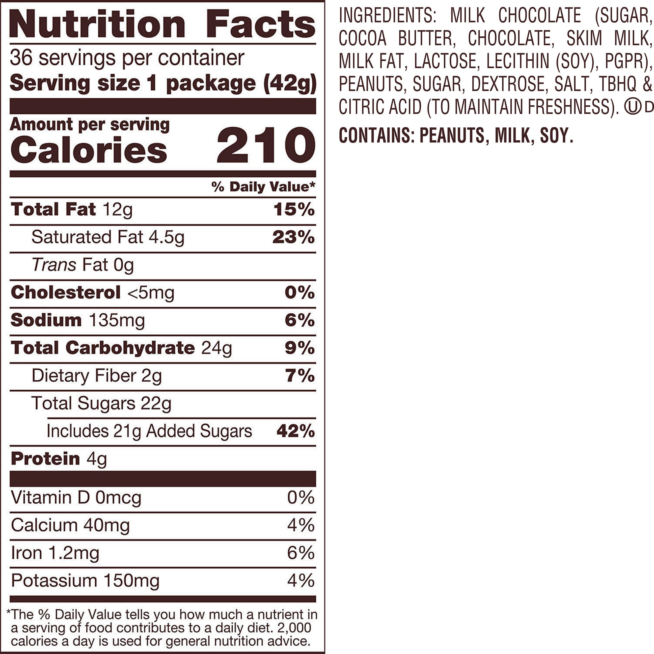 REESES Milk Chocolate Peanut Butter Cups Candy Bulk Packs - 36ct/1pk