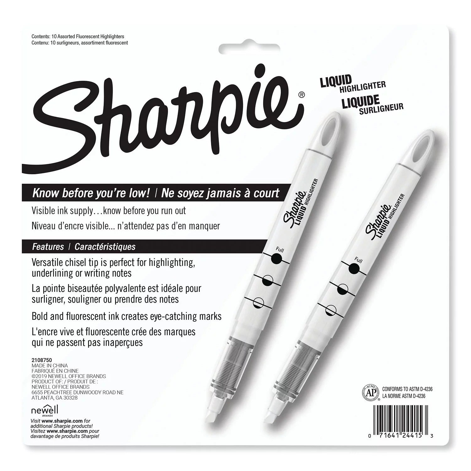 Sharpie Accent Liquid Pen Style Highlighter Chisel Tip Assorted - 10ct/1pk