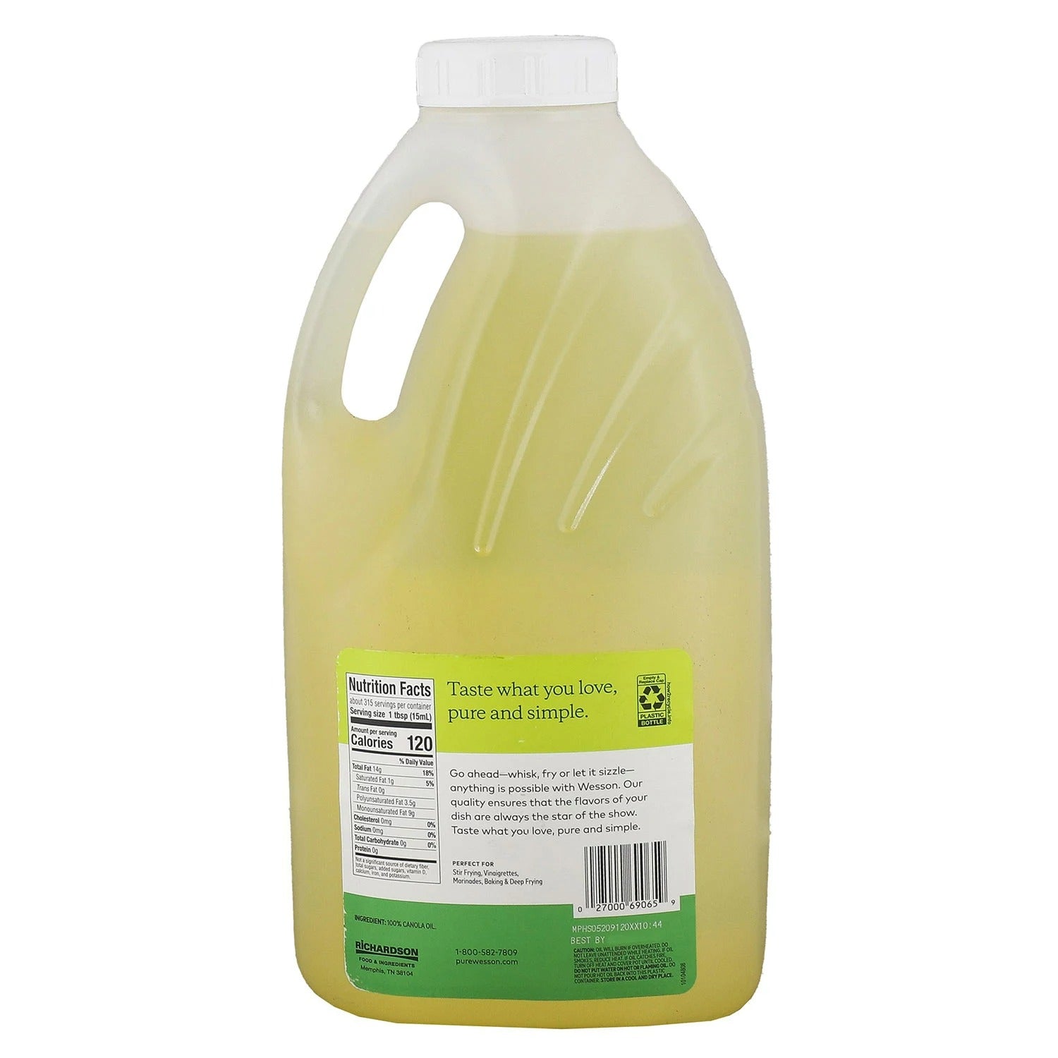 Wesson Canola Oil 100% Natural - 160oz/1.25G/4.73L/4pk