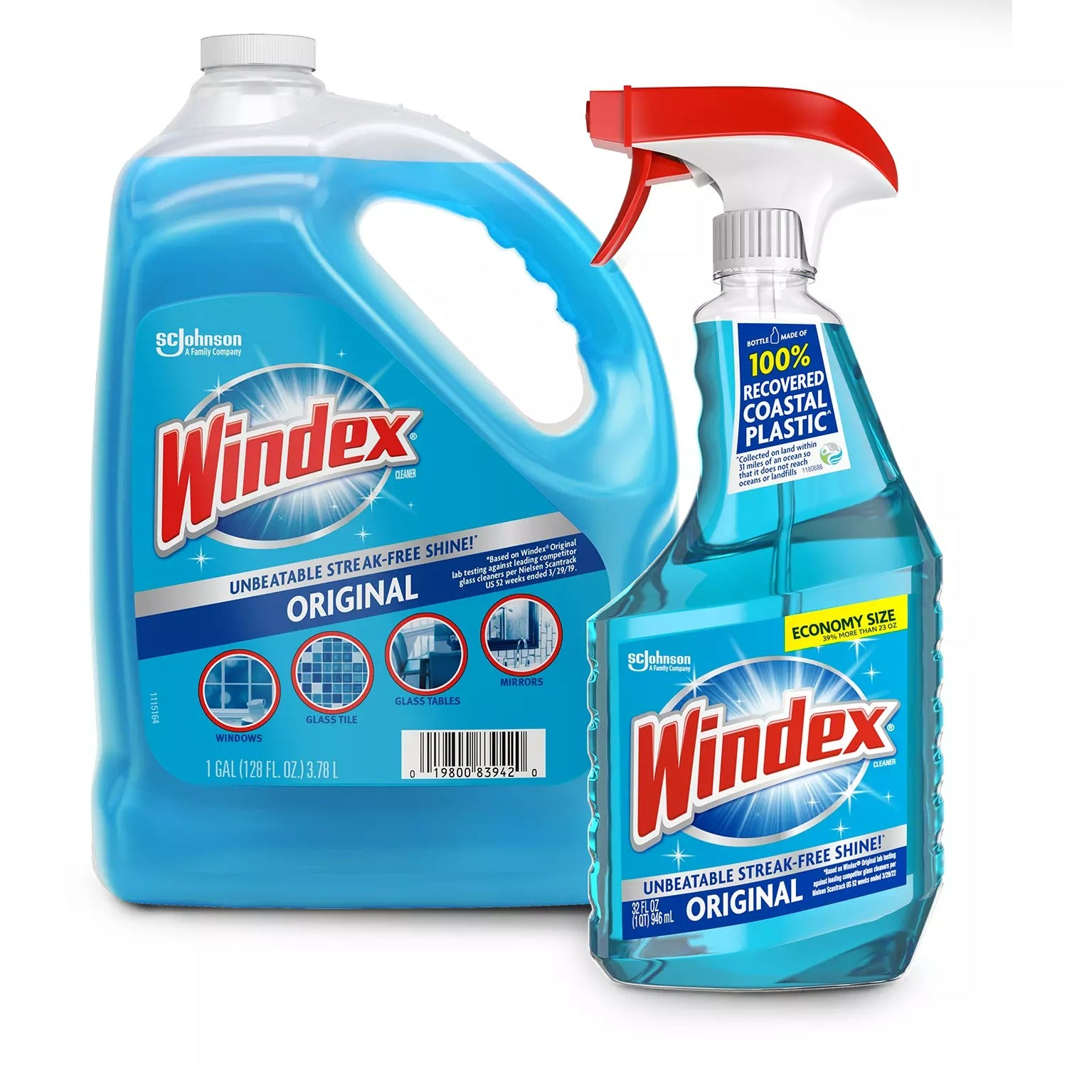 Windex Original Glass Cleaner 32oz Trigger + 128oz Refill - 160oz/1pk