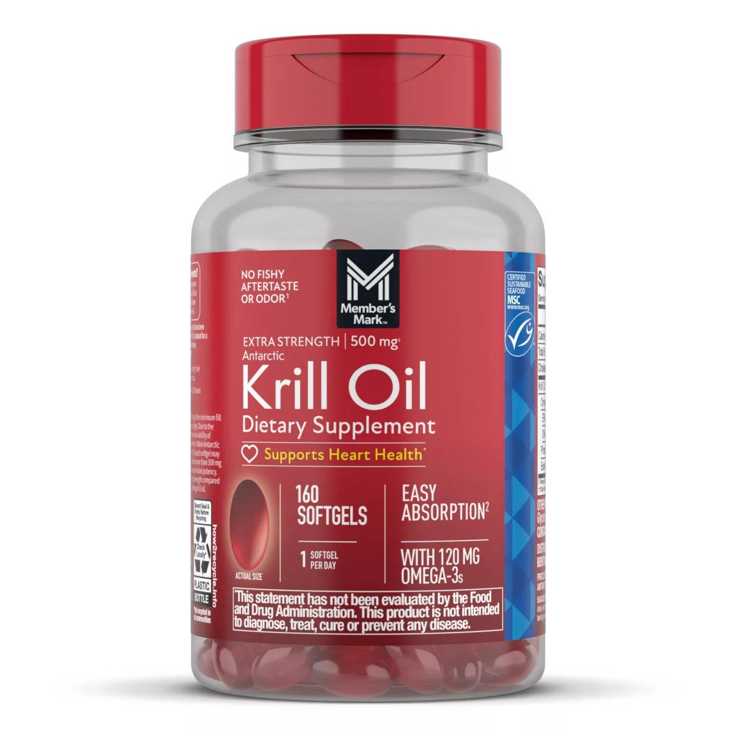 Member's Mark Extra Strength Antarctic Pure Omega-3 Krill Oil 500 mg - 160ct/1pk