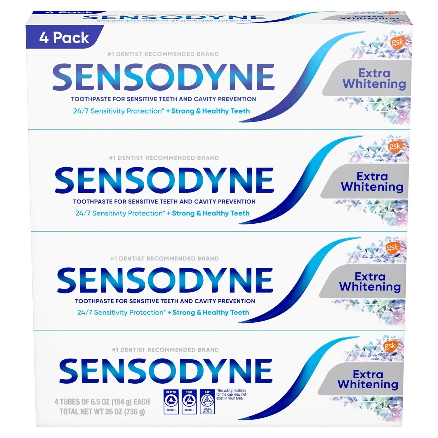 Sensodyne Extra Whitening Toothpaste - 6.5oz/4pk