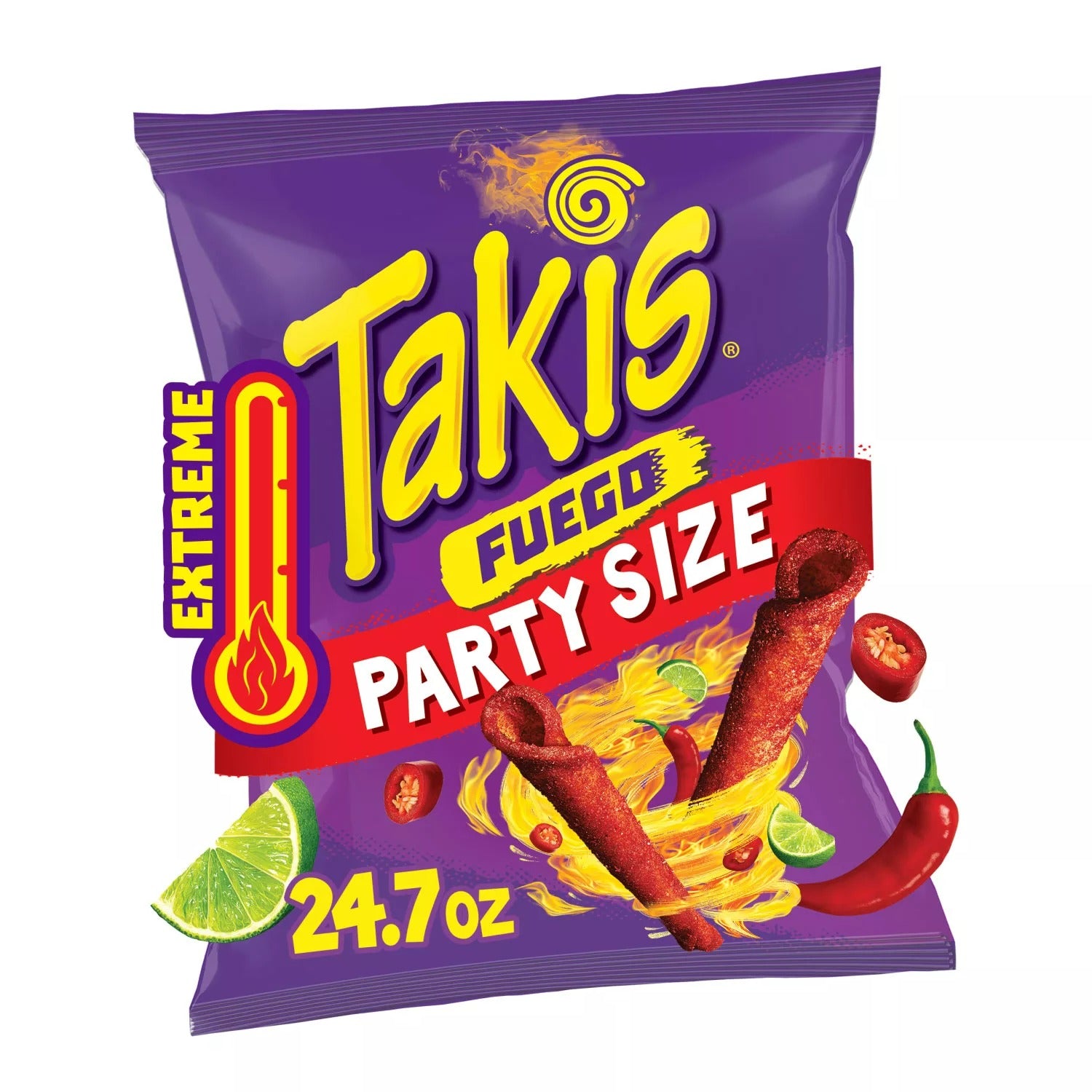 Takis Fuego Rolled Tortilla Chips Party Size Bag - 24.7oz/1pk