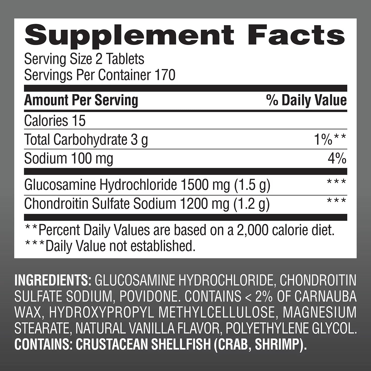 Members Mark Extra Strength Glucosamine HCl and Chondroitin Sulfate Sodium Tablets - 340ct/1pk