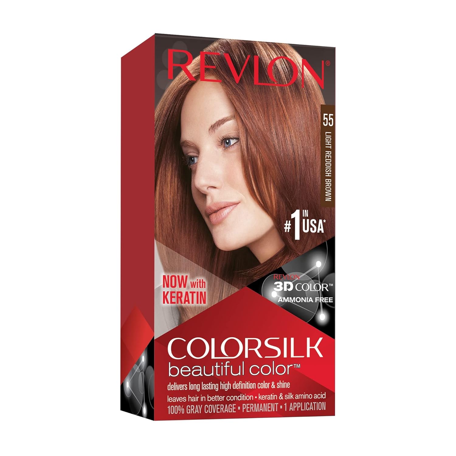 Revlon ColorSilk Hair Color 55 Light Reddish Brown - 1ct/3pk