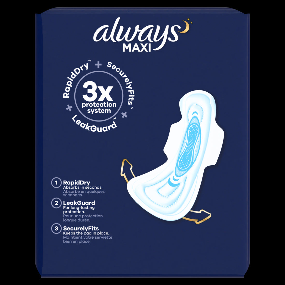 Always Maxi Overnight Pads with Wings Size 5 Extra Heavy Overnight Unscented - 14ct/3pk