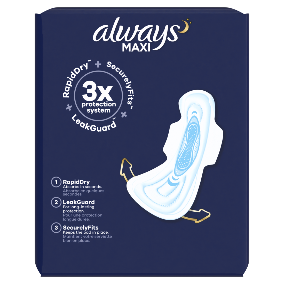 Always Maxi Overnight Pads With Wings For Women Size 5 Extra Heavy Overnight Absorbency Unscented - 14ct/3pk
