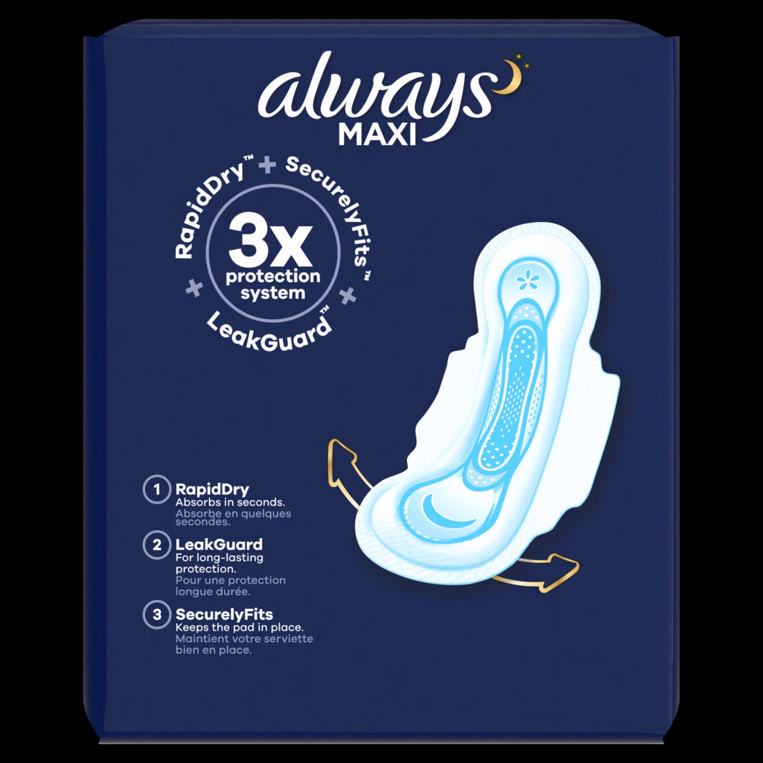 Always Maxi Overnight Pads with Wings Size 4 Overnight Unscented - 16ct/12pk