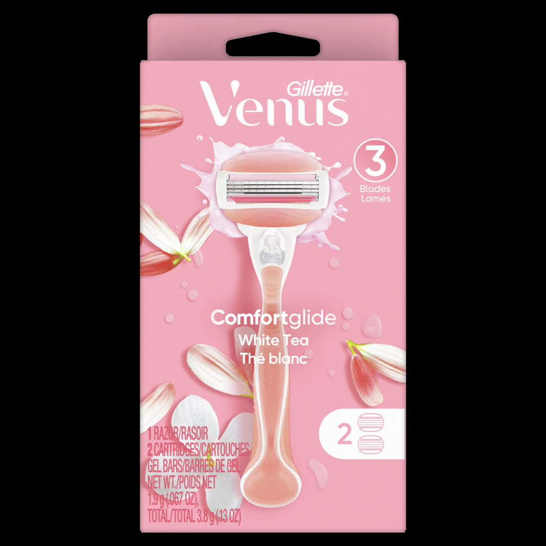 Gillette Venus ComfortGlide White Tea Women's Razor Handle + 2 Blade Refills - (1+2)ct/36pk