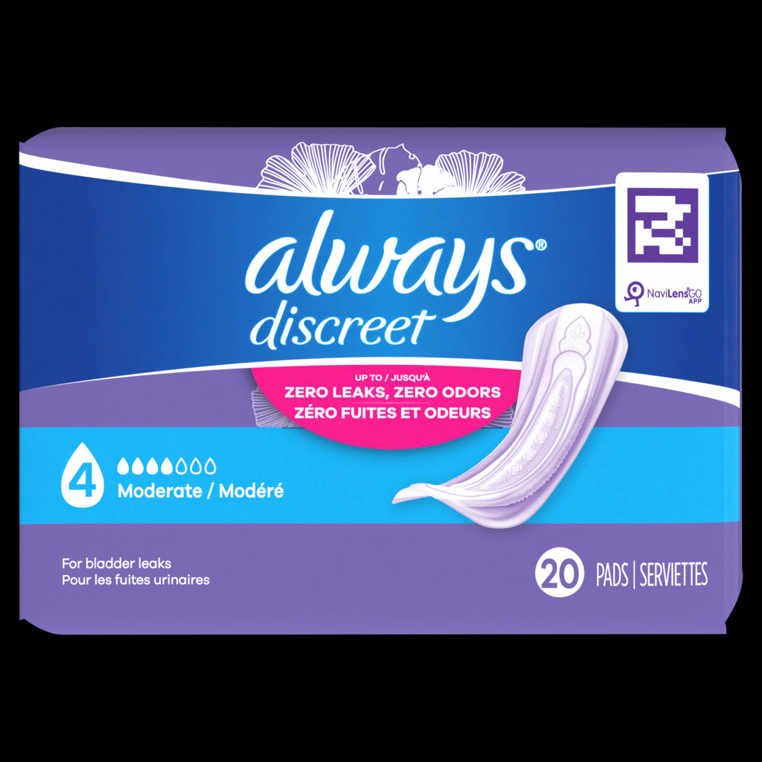 Always Discreet Moderate Absorbency Pads - 20ct/3pk