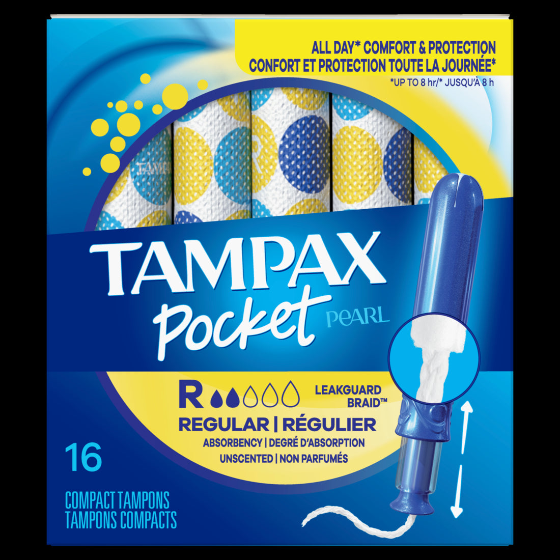 Tampax Pocket Pearl Compact Tampons Regular Absorbency Unscented - 16ct/18pk